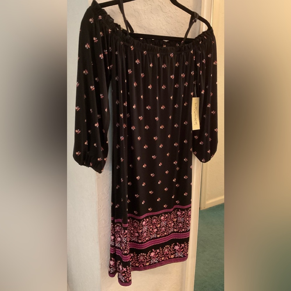 Black & Pink Dress with adjustable straps.  Size small.  Brand new with tags.